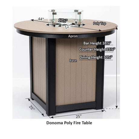 Berlin Gardens Donoma Hammered Top 44" Round Fire Table Bar - DHFT3944B 2