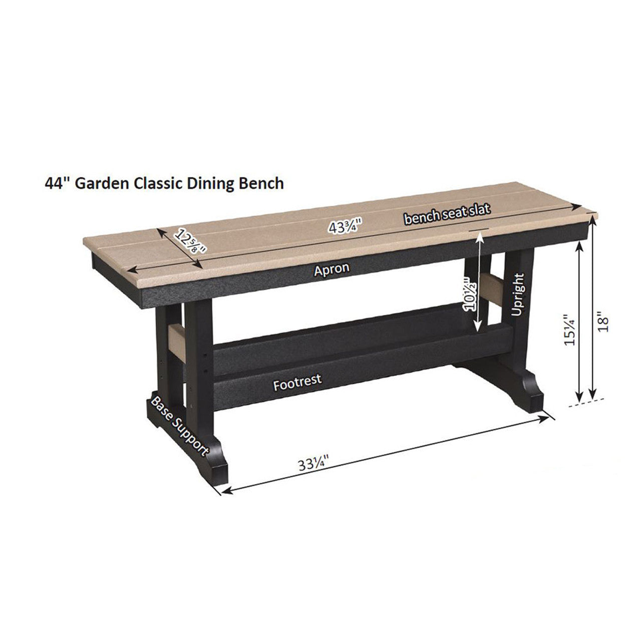 Berlin Gardens Garden Classic 44" Dining Bench - GCDB4418 2