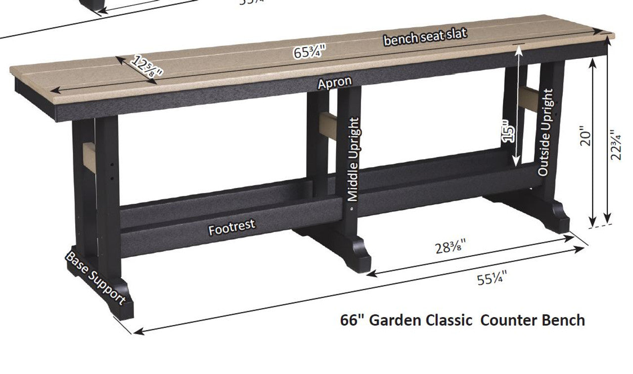 Berlin Gardens Garden Classic 66" Counter Bench - GCCB6623 2