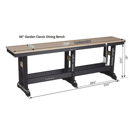 Berlin Gardens Garden Classic 66" Dining Bench - GCDB6618 2