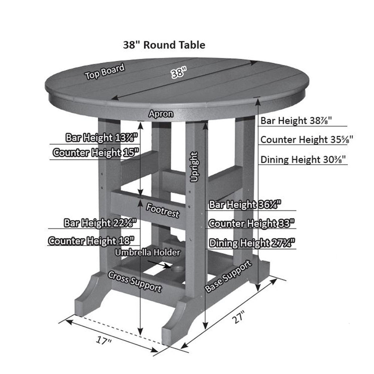 Berlin Gardens Garden Classic 38" Round Counter Table with Hammered Top - 2