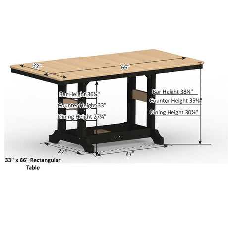 Berlin Gardens Garden Classic Standard Top 33" x 66" Rectangular Counter Table - GCRT3366C 2