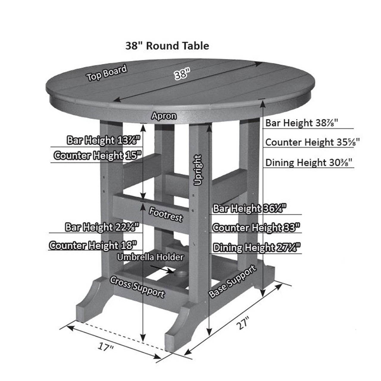 Berlin Gardens Garden Classic Standard Top 38" Round Counter Table - GCRT0038C 2