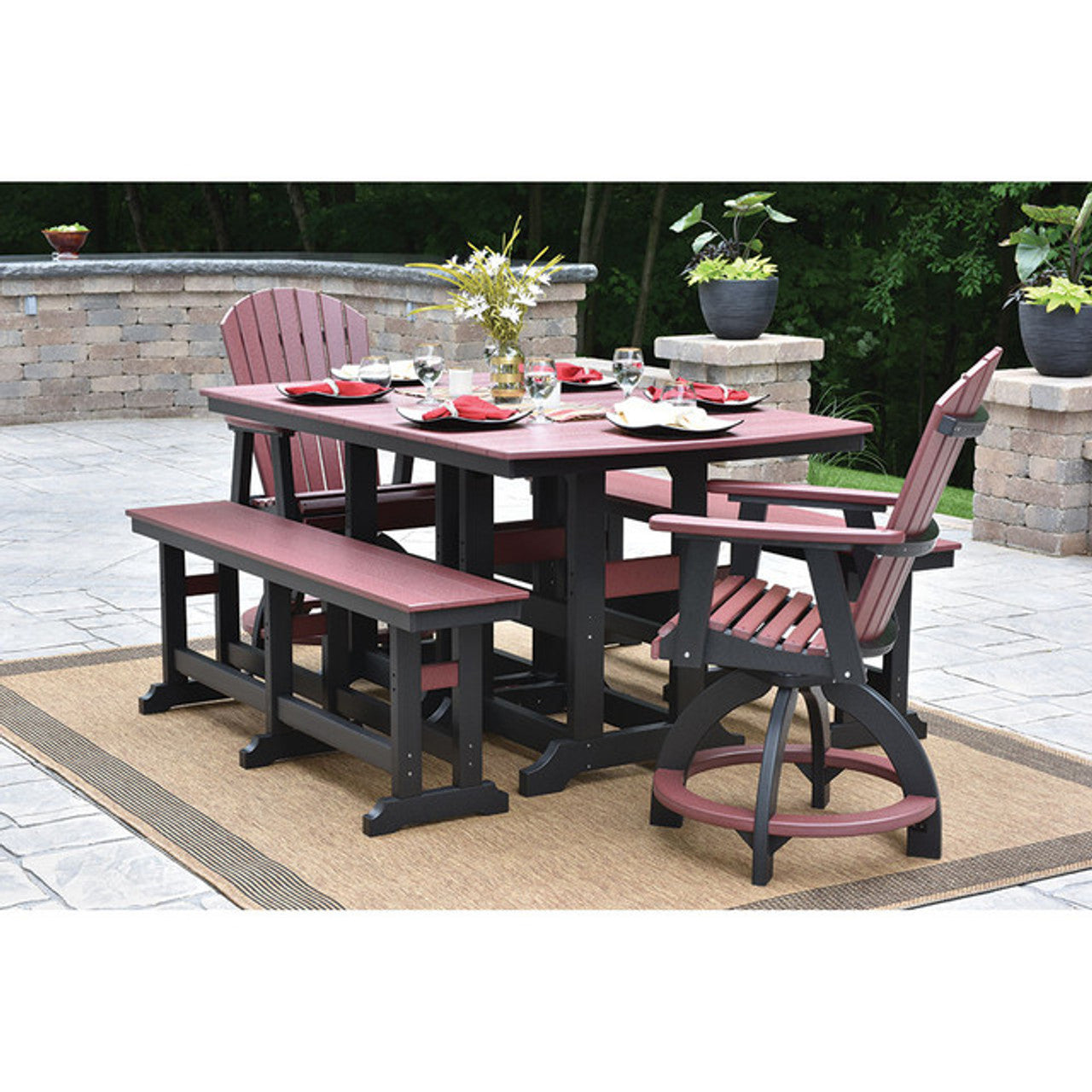 Berlin Gardens Garden Classic Standard Top 44" x 72" Rectangular Dining Table - GCIT4472D 8