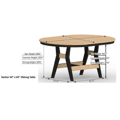Berlin Gardens Harbor Bar Tables Standard Top 44" x 64" Oblong Bar Table - HOT4464B 2