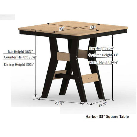 Berlin Gardens Harbor Counter Tables Hammered Top 33" Square Counter Table - HHFT0033C 2