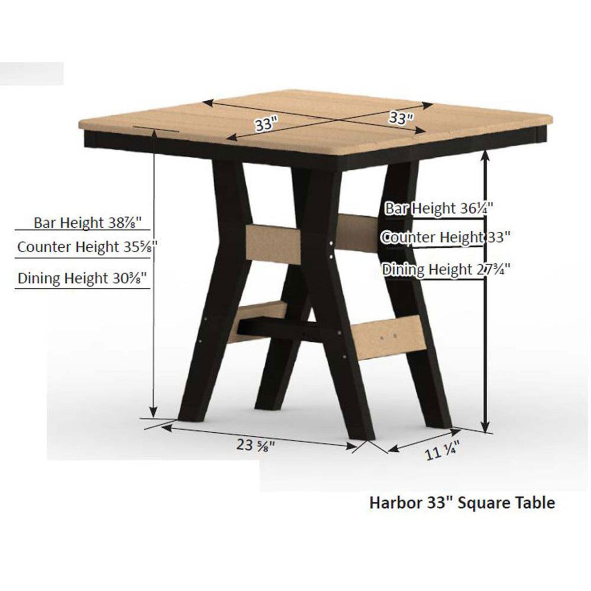 Berlin Gardens Harbor Counter Tables Hammered Top 33" Square Counter Table - HHFT0033C 2