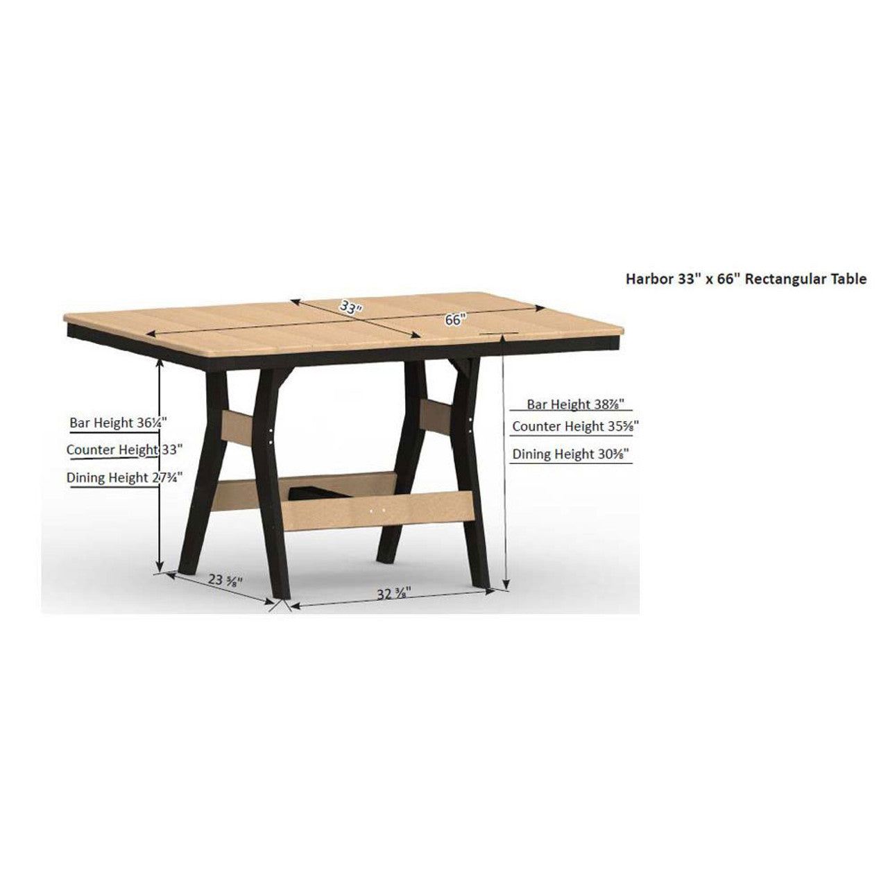 Berlin Gardens Harbor Counter Tables Hammered Top 33" x 66" Rectangular Counter Table - HHFT3366C 2