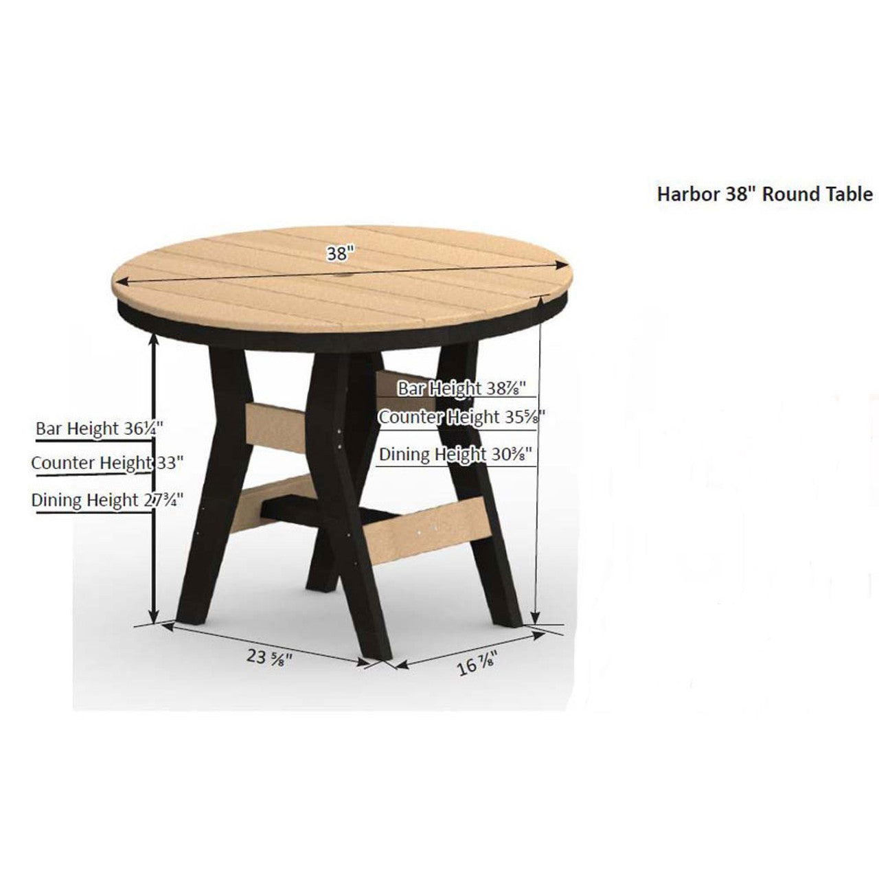 Berlin Gardens Harbor Counter Tables Hammered Top 38" Round Counter Table - HHFT0038C 2