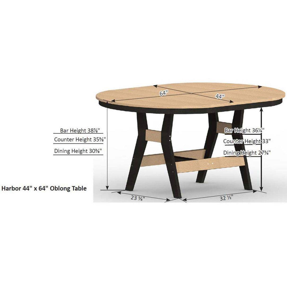 Berlin Gardens Harbor Counter Tables Hammered Top 44" x 64" Oblong Counter Table - HHFT4464C 2