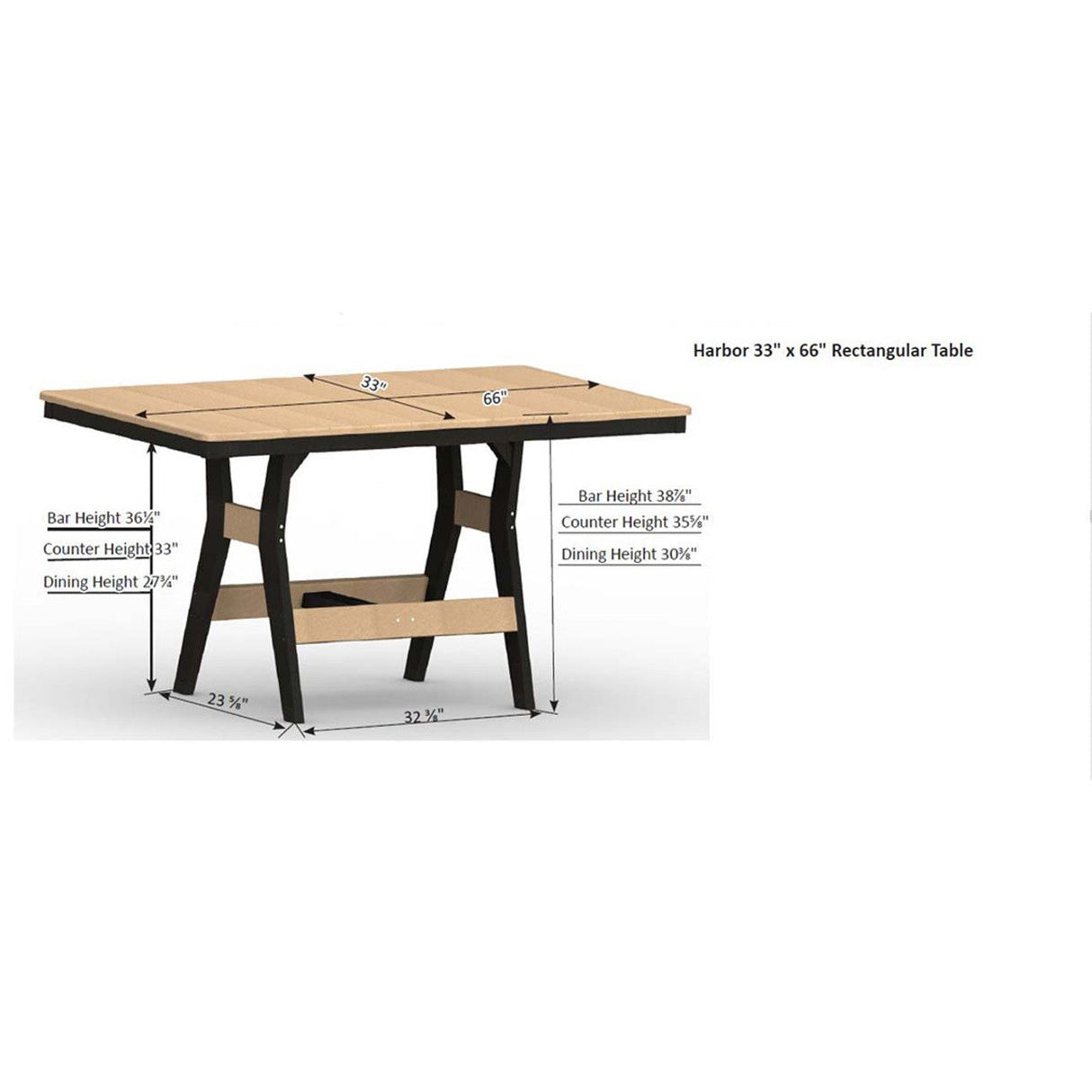 Berlin Gardens Harbor Counter Tables Standard Top 33" x 66" Rectangular Counter Table - HRT3366C - HRT3366C 4