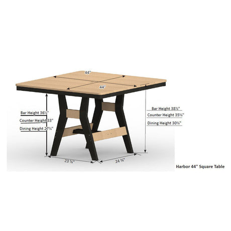 Berlin Gardens Harbor Dining Tables Standard Top 44" Square Dining Table - HST0044D 2