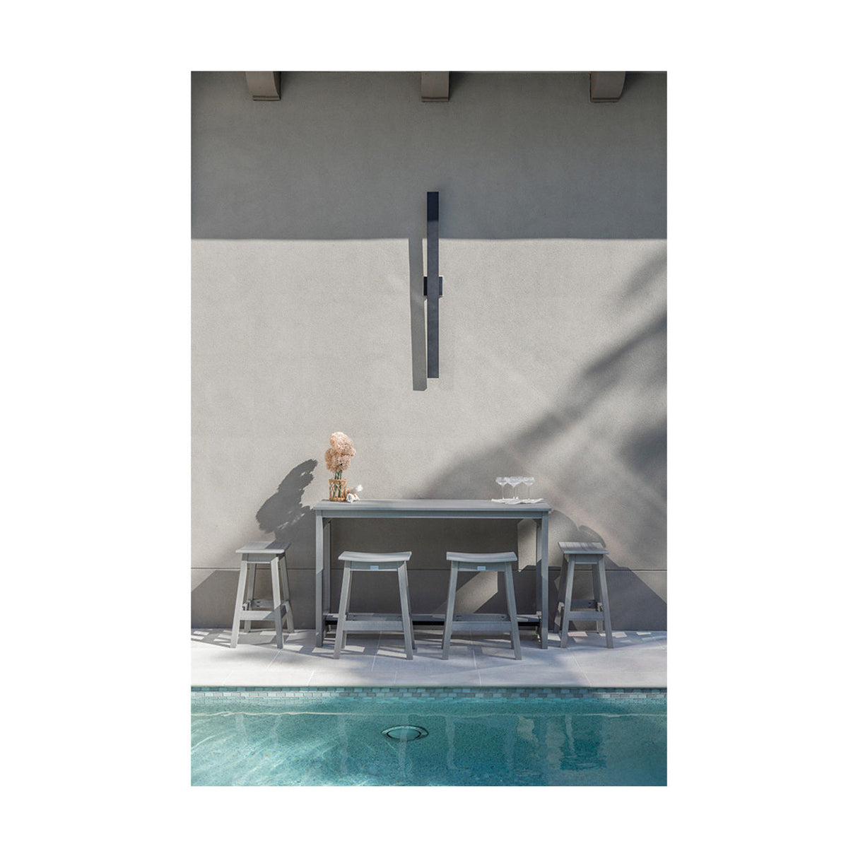 Berlin Gardens HDPE Counter Height Balcony Table with Hammered Top 2