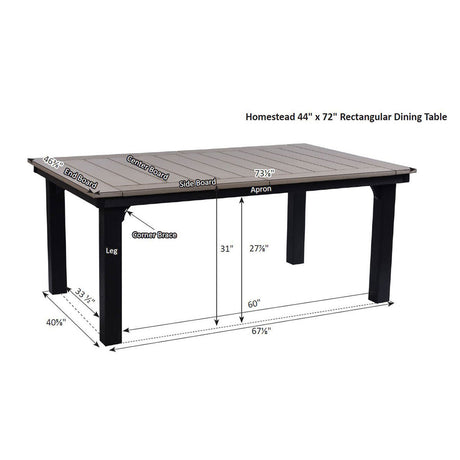 Berlin Gardens Homestead 44" x 72" Dining Table - HDT4472D 3