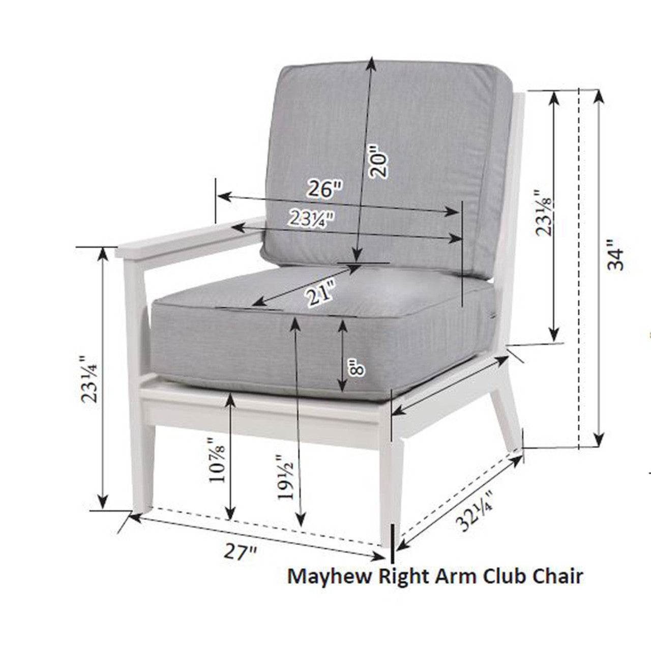 Berlin Gardens Mayhew Right Arm Club Chair - MHRSC2734 2