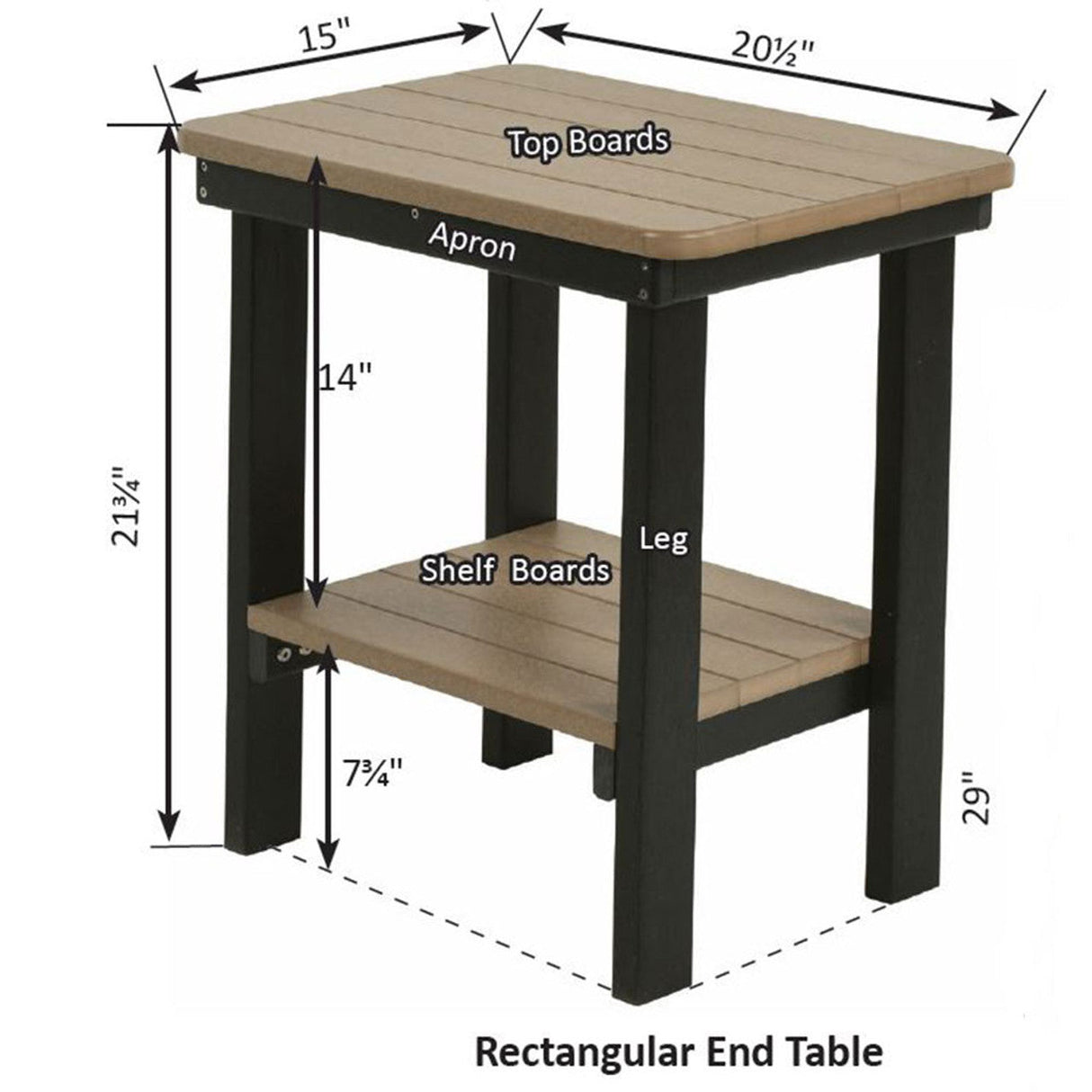 Berlin Gardens Rectangle End Table Dining Height - RTET2115 3