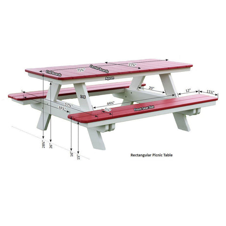 Berlin Gardens Rectangular Picnic Table - PRPT2872 2