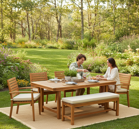 Farmhouse Inspired Outdoor Dining and Entertaining Spaces