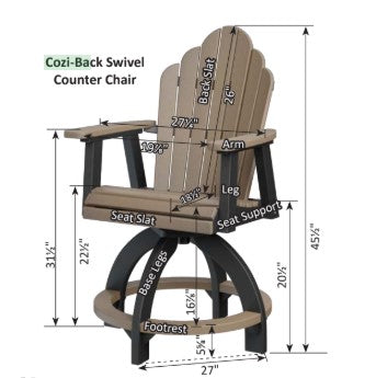 Berlin Gardens Cozi-Back Swivel Counter Chair