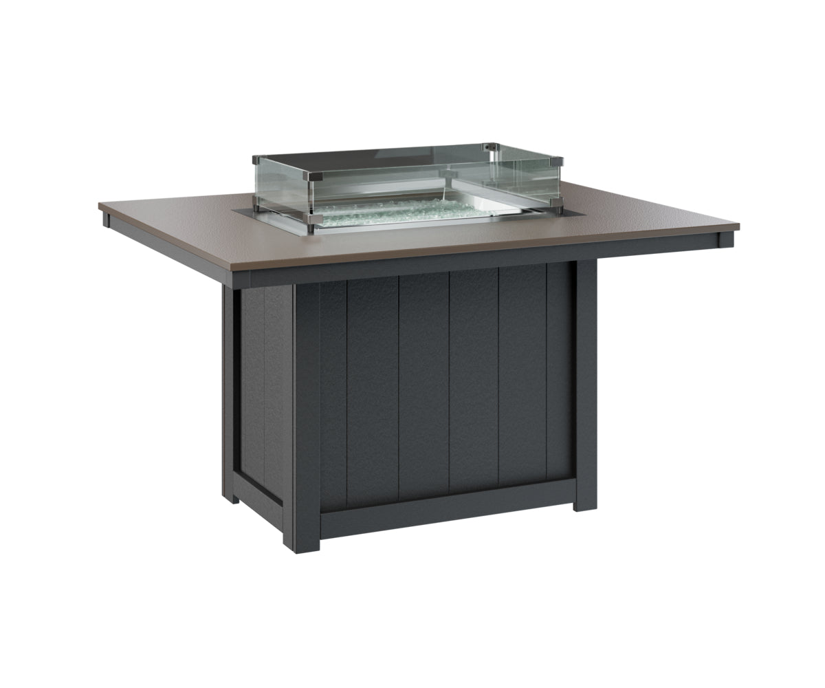 Berlin Gardens Donoma 42" x 54" Rectangular Fire Table Dining with Hammered Top