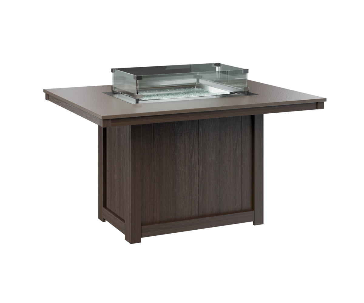 Berlin Gardens Donoma 42" x 54" Rectangular Fire Table Dining with Hammered Top