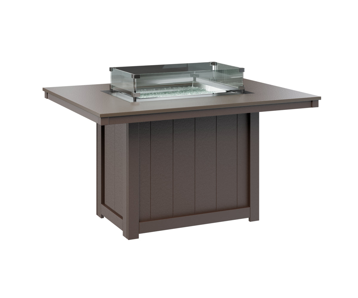 Berlin Gardens Donoma 42" x 54" Rectangular Fire Table Dining with Hammered Top