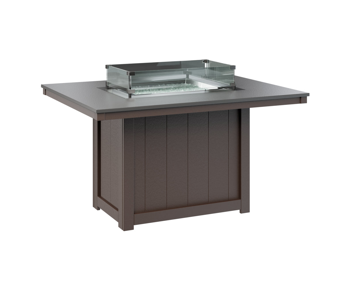 Berlin Gardens Donoma 42" x 54" Rectangular Fire Table Dining with Hammered Top