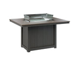 Berlin Gardens Donoma 42" x 54" Rectangular Fire Table Dining with Hammered Top