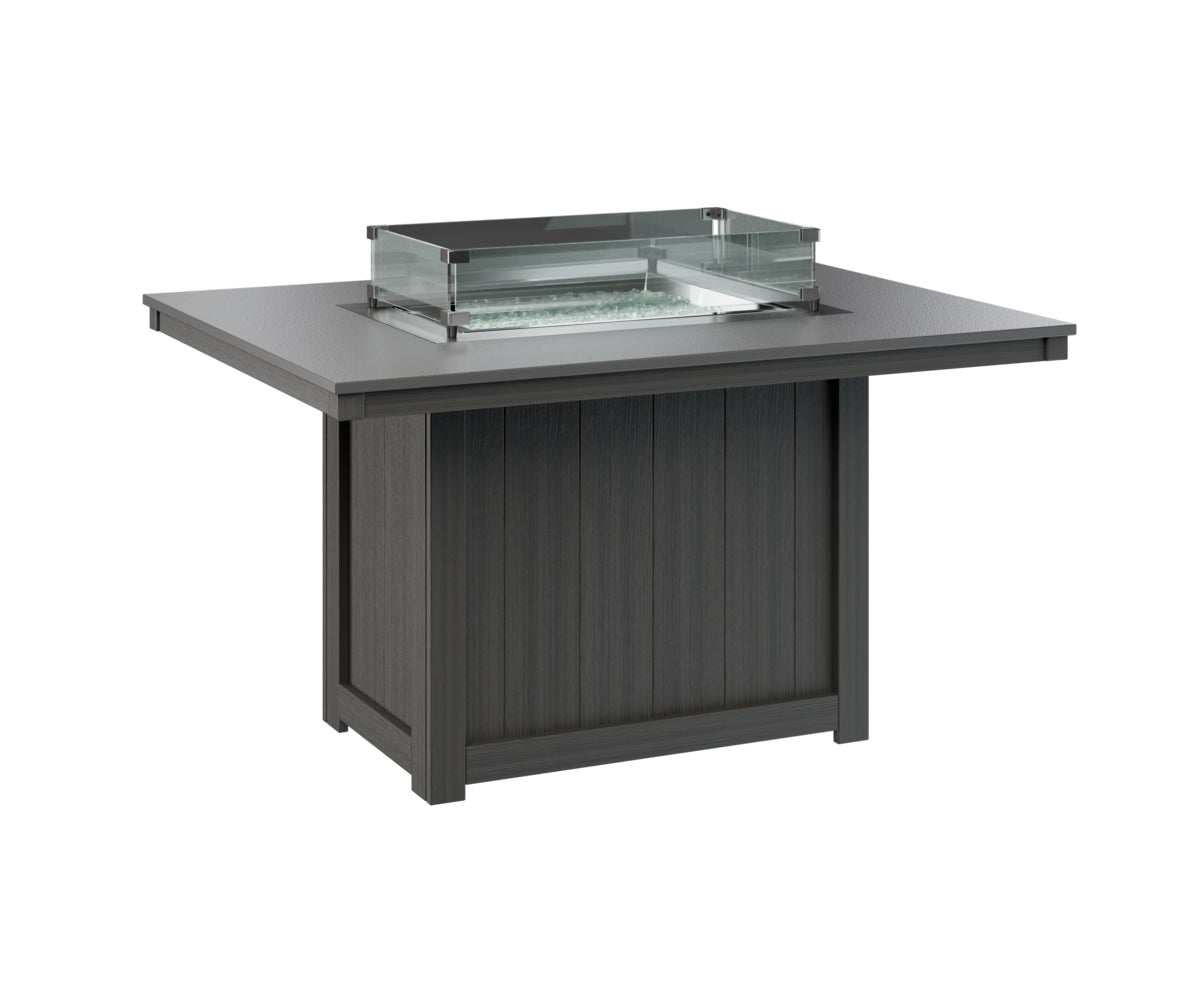 Berlin Gardens Donoma 42" x 54" Rectangular Fire Table Dining with Hammered Top