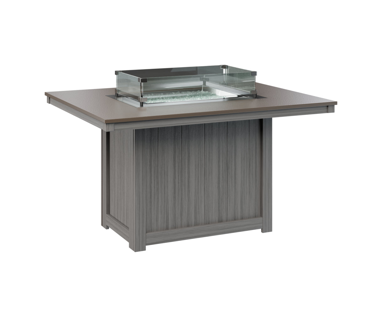 Berlin Gardens Donoma 42" x 54" Rectangular Fire Table Dining with Hammered Top
