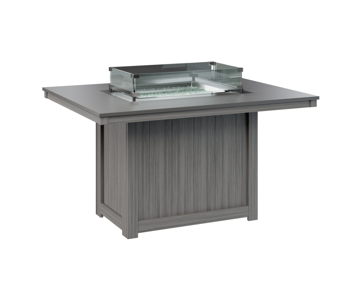 Berlin Gardens Donoma 42" x 54" Rectangular Fire Table Dining with Hammered Top