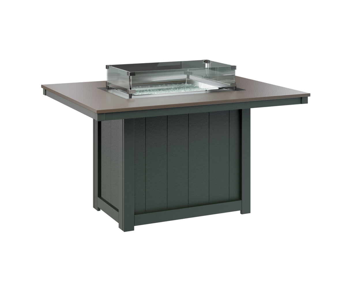 Berlin Gardens Donoma 42" x 54" Rectangular Fire Table Dining with Hammered Top