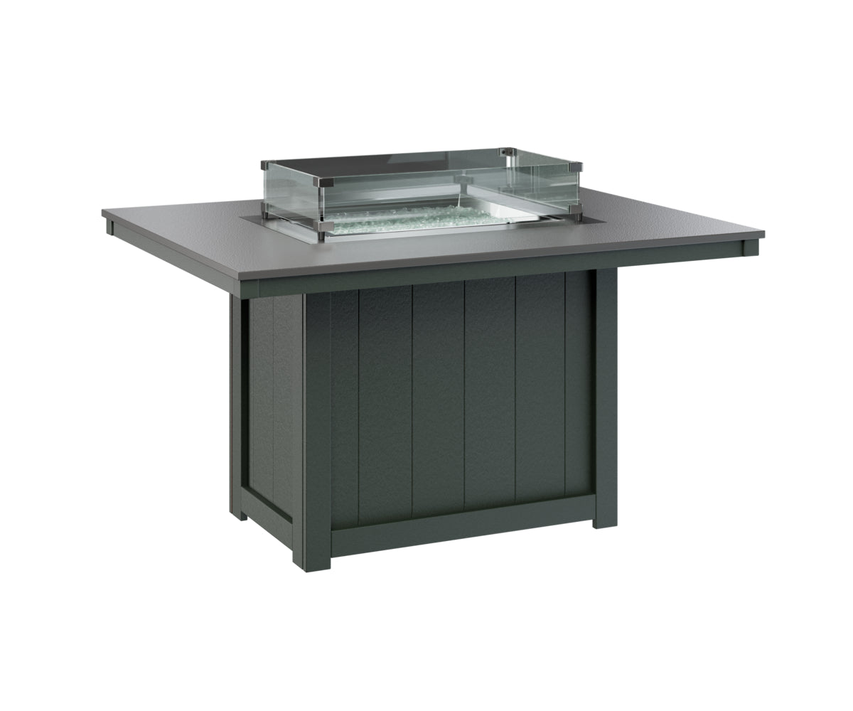 Berlin Gardens Donoma 42" x 54" Rectangular Fire Table Dining with Hammered Top