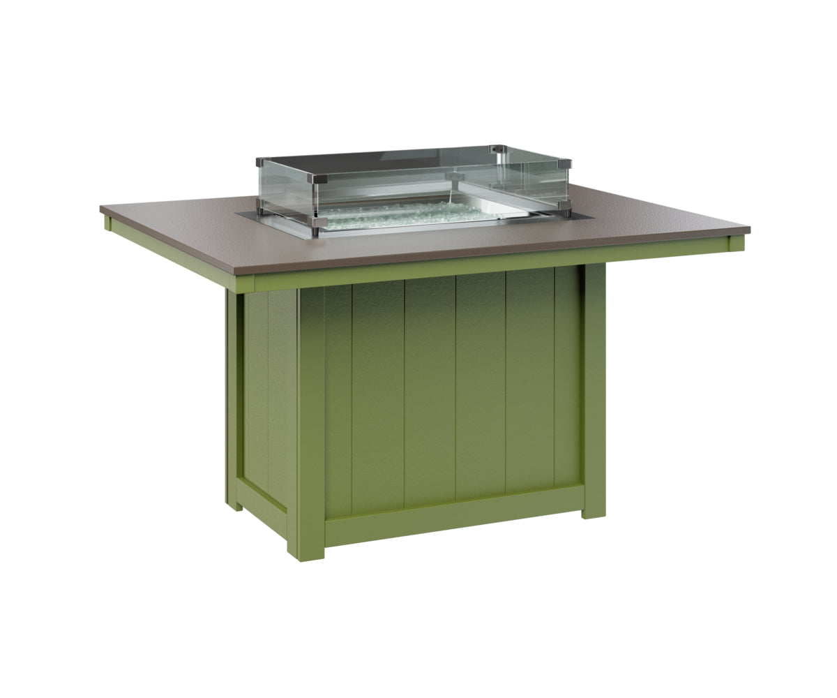 Berlin Gardens Donoma 42" x 54" Rectangular Fire Table Dining with Hammered Top