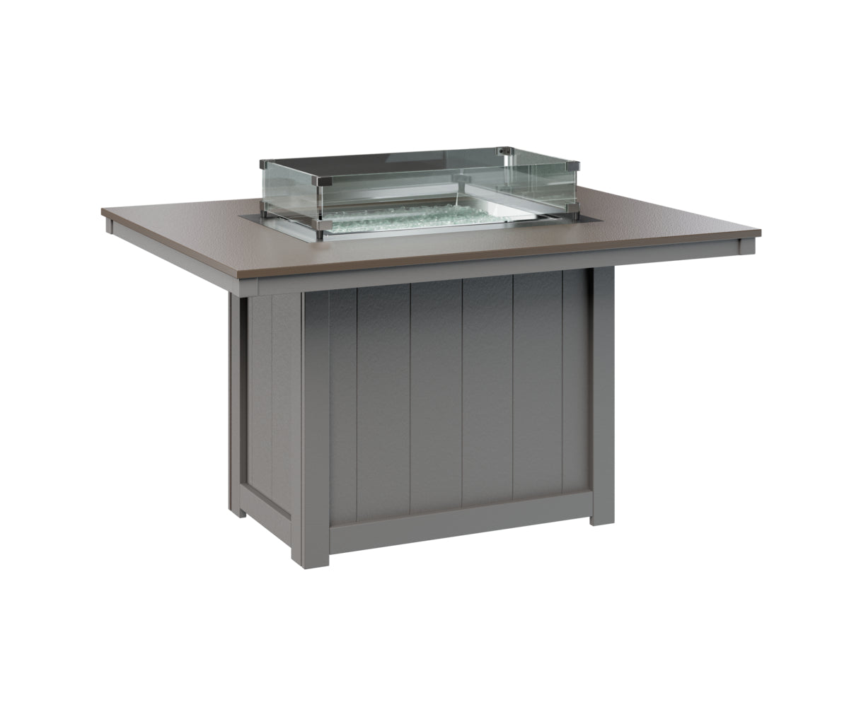 Berlin Gardens Donoma 42" x 54" Rectangular Fire Table Dining with Hammered Top