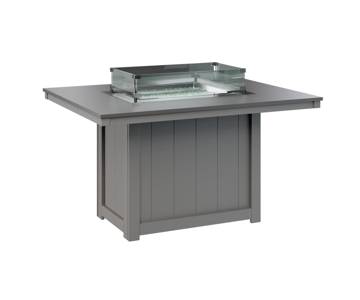 Berlin Gardens Donoma 42" x 54" Rectangular Fire Table Dining with Hammered Top