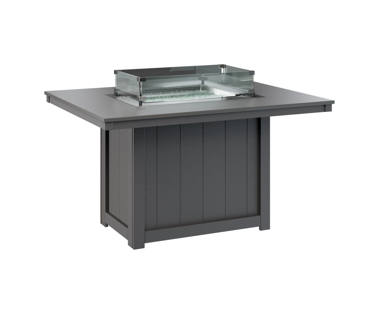 Berlin Gardens Donoma 42" x 54" Rectangular Fire Table Dining with Hammered Top