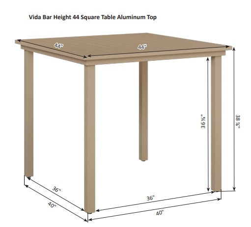 Berlin Gardens Vida Poly 44" Square Bar Table