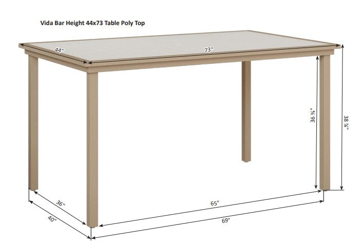 Berlin Gardens Vida 44" x 73" Rectangular Poly Bar Table