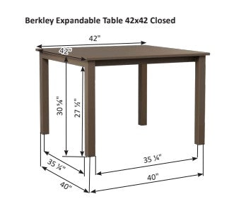 Berlin Gardens Berkley 42" x 42" Expandable Dining Table with Standard Top