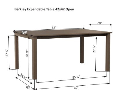 Berlin Gardens Berkley 42" x 42" Expandable Dining Table with Standard Top