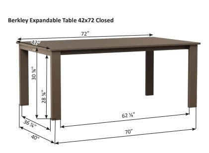 Berlin Gardens Berkley 42" x 72" Expandable Dining Table with Standard Top