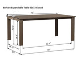 Berlin Gardens Berkley 42" x 72" Expandable Dining Table with Standard Top