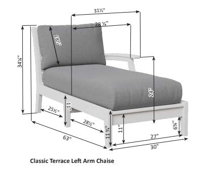 Berlin Gardens Classic Terrace Chaise Left Arm Chaise Lounge Chair