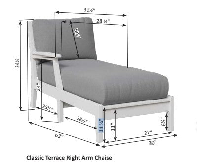 Berlin Gardens Classic Terrace Chaise Right Arm Chaise Lounge Chair