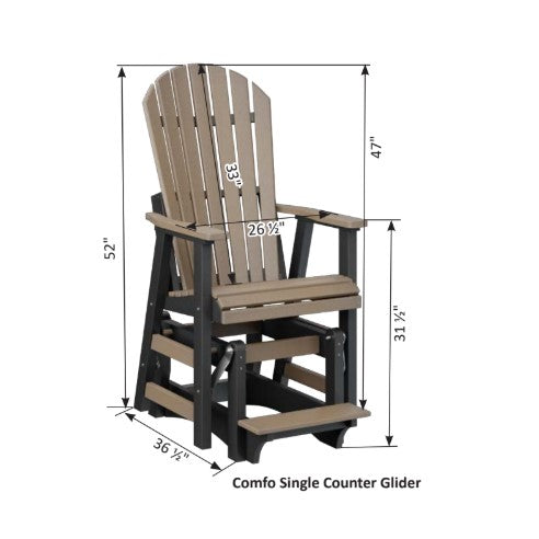 Berlin Gardens Comfo-Back Single Counter Glider with Allochrome Brackets
