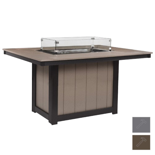 Berlin Gardens Donoma 42" x 54" Rectangular Fire Table Dining with Hammered Top