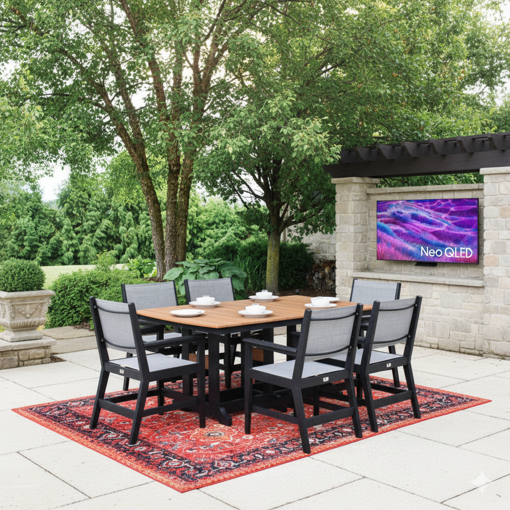 FREE 75” LED 4K Smart TV With Purchase Of Berlin Gardens 7 Piece Garden Classic Mayhew Dining Collection