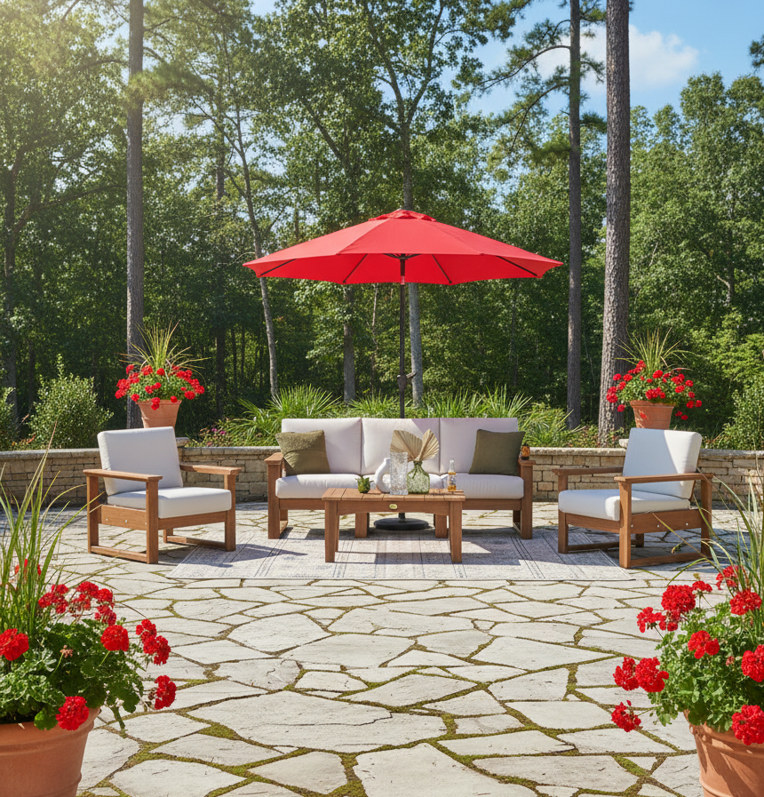 FREE 9' Market Umbrella With Purchase Of LuxCraft 4 Piece Deep Seating Set