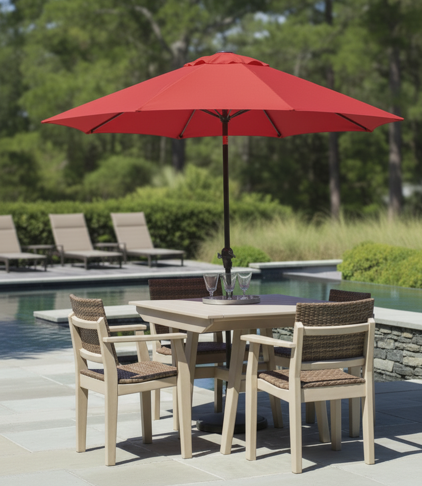 FREE 9' Market Umbrella With Purchase Of Seaside Casual 5 Piece Dining Collection